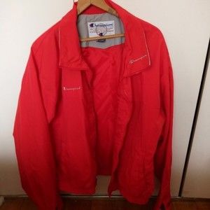 VINTAGE Champion Red Windbreaker Jacket size L rainwear coat